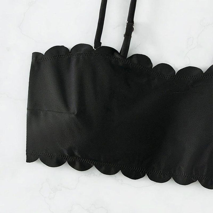 Dame Crop-Top med elegant bølgekant og justerbare stropper Stilla