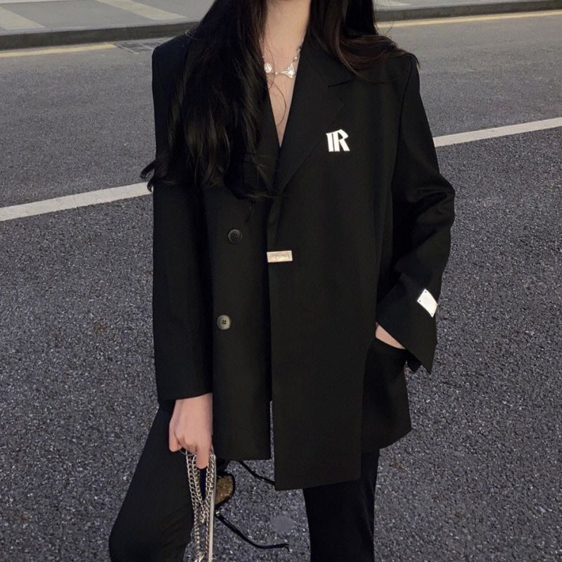 Dame Oversized Dobbeltbrystet Blazer med Moderne Detaljer Stilla
