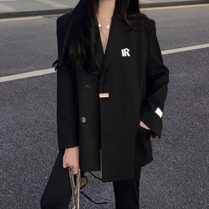 Dame Oversized Dobbeltbrystet Blazer med Moderne Detaljer Stilla