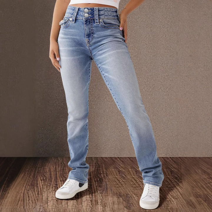 Dame Høj Talje Bootcut Jeans med Stretch-andel Stilla