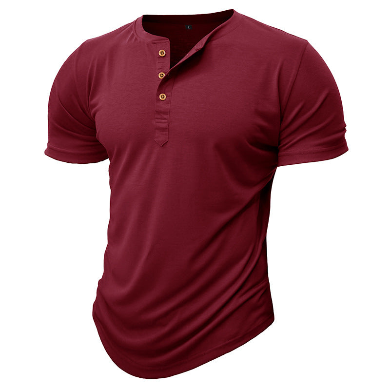 Herrer Henley T-shirt med knapper og afslappet snit Stilla