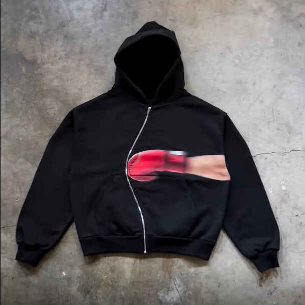 Dame hoodie med innovativt grafisk design Stilla