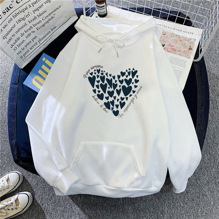 Kvinders hoodie med kreativ hjerte design Skovae