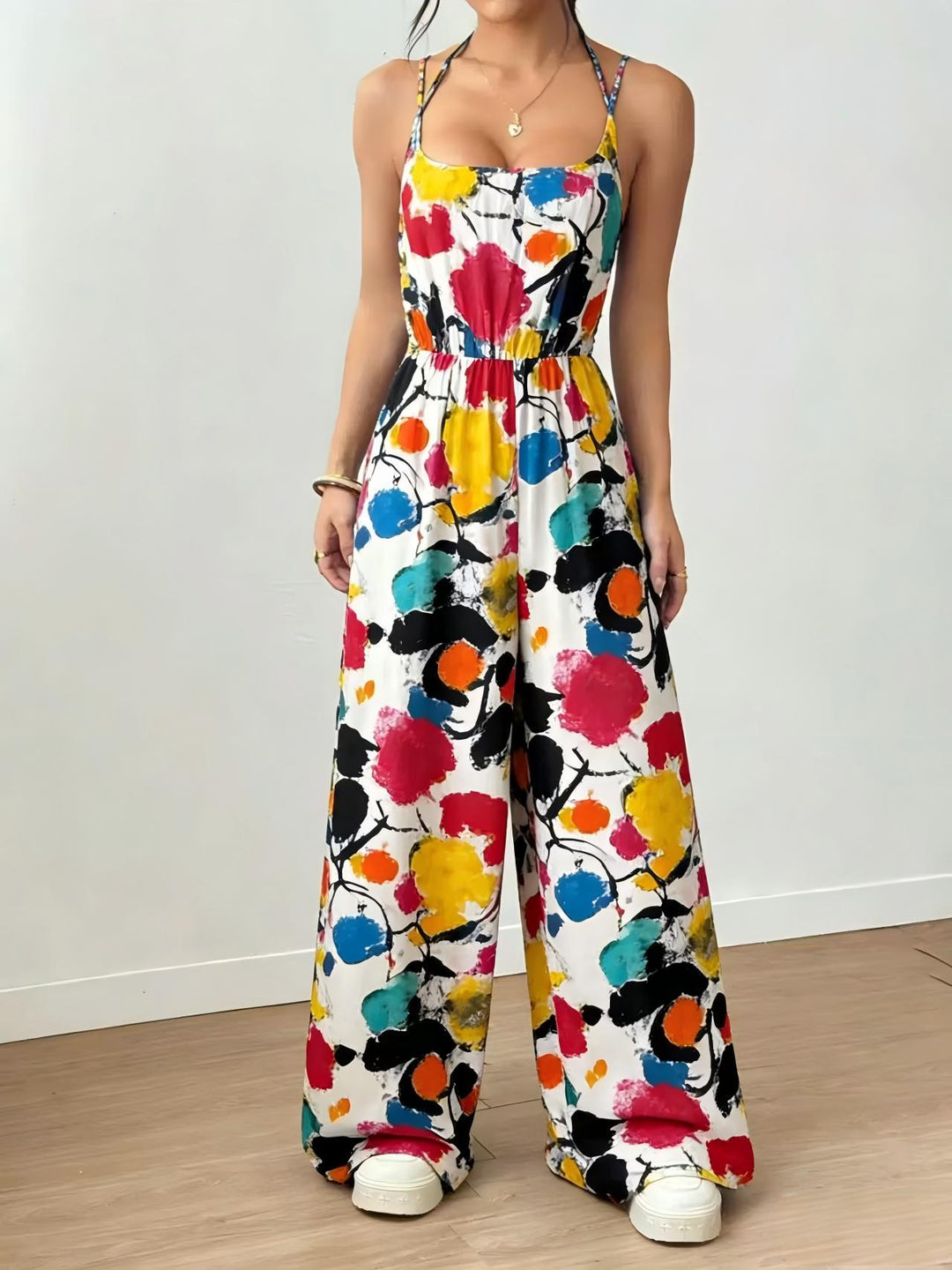 Dame Elegant Jumpsuit med brede ben og spaghetti-stropper Skovae