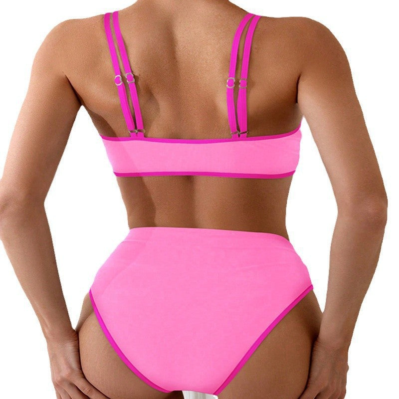 Dame Bikini-sæt med raffineret knude-design og højtaljet trusse Skovae