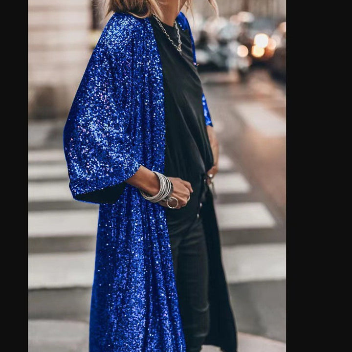 Dame glitrende Kimono-style overtræk med brede ærmer Stilla