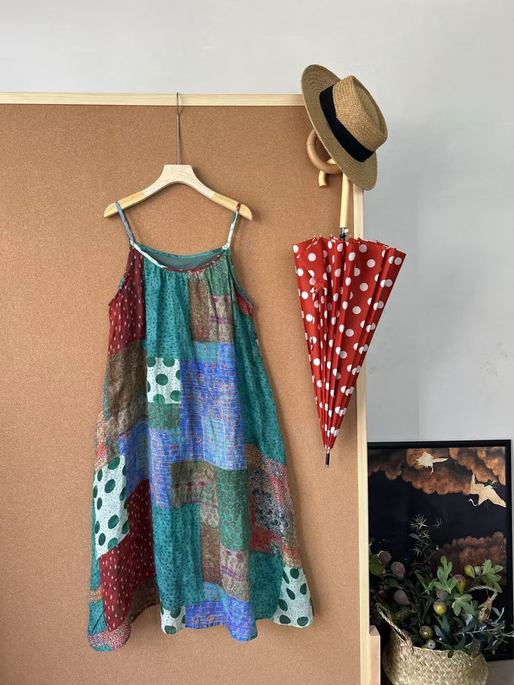 Femme Patchwork Maxi Kjole Stilla