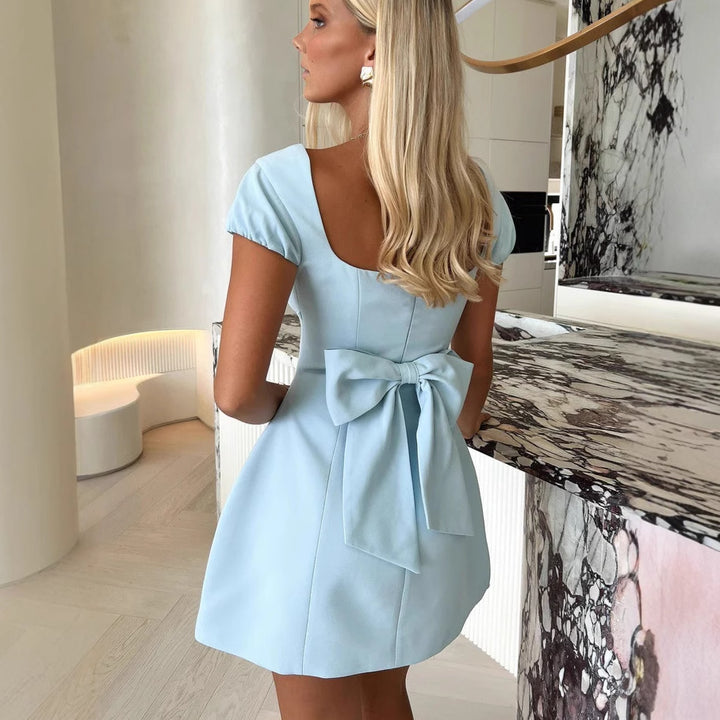 Dame Festligt Kort Kjole med Elegant Sløjfedetail Stilla