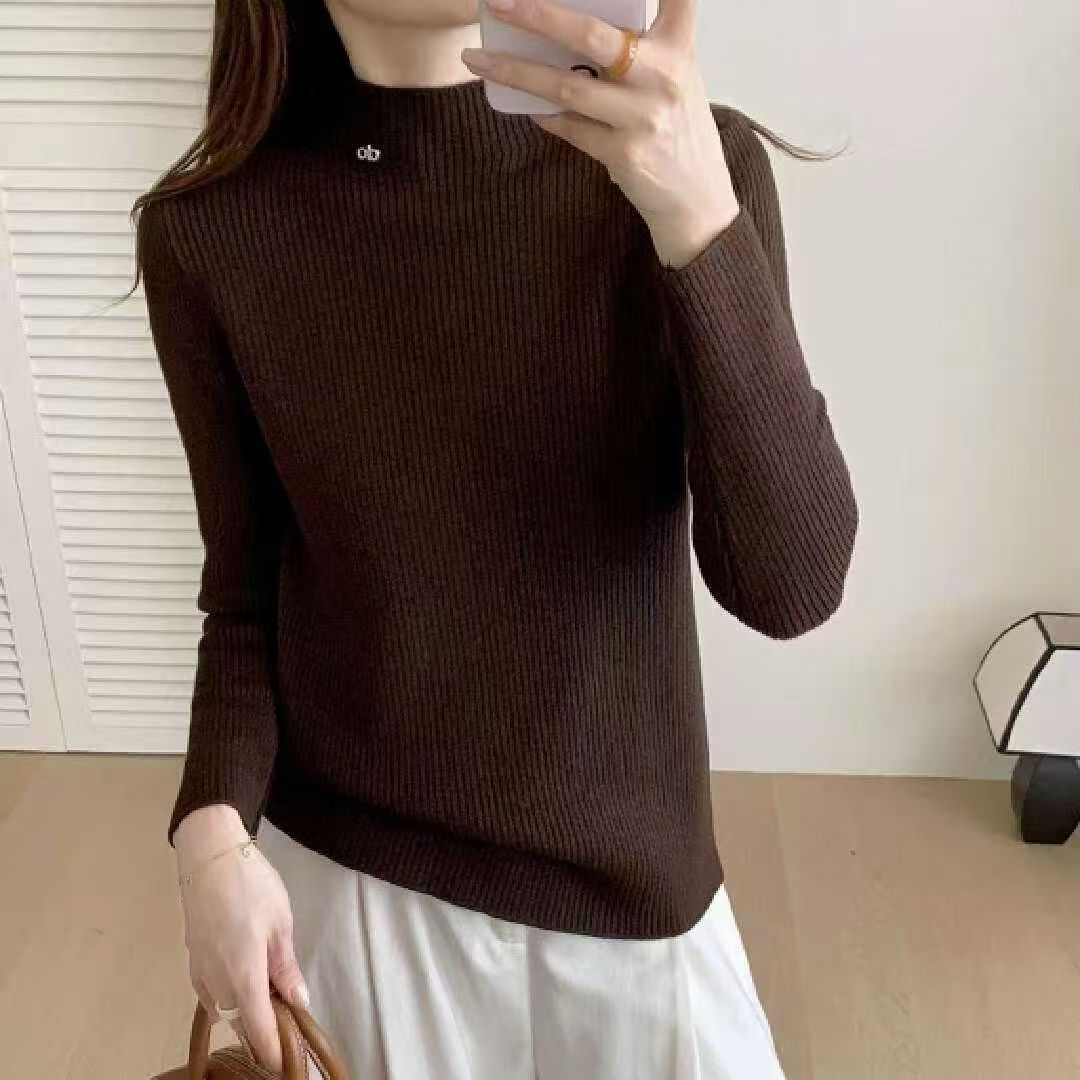Kvindernes høj kvalitet ribbet sweater med stående krave Stilla