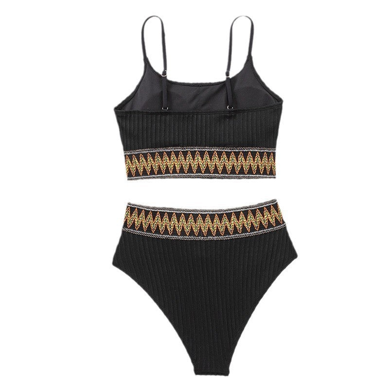 Dame Høj Talje Rib Bikini Sæt Stilla