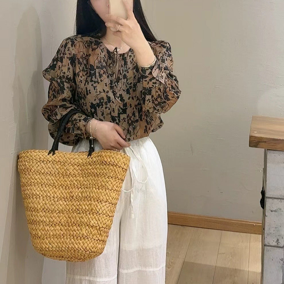Femme Let blomstret trykt bluse Stilla
