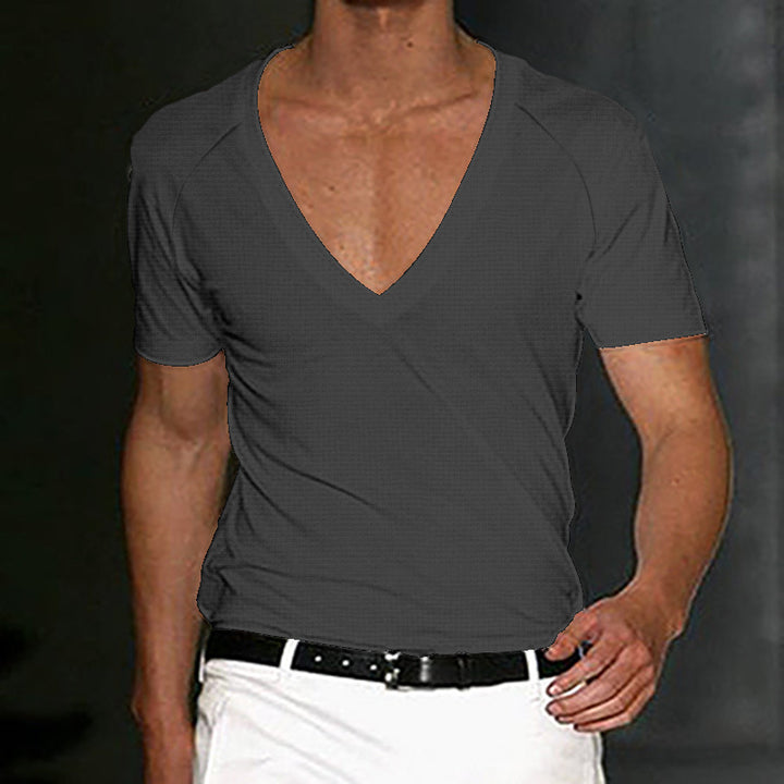 Herrer moderne V-hals T-shirt med åndbare egenskaber Stilla