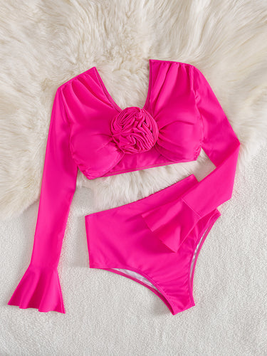Dame bikini-sæt med innovativ langærmet top og feminin flæse-detaljering Stilla