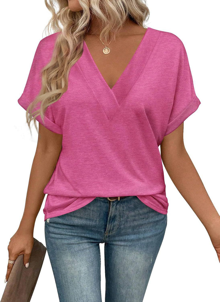 Dame afslappet V-hals T-shirt lavet af kvalitets jersey Stilla