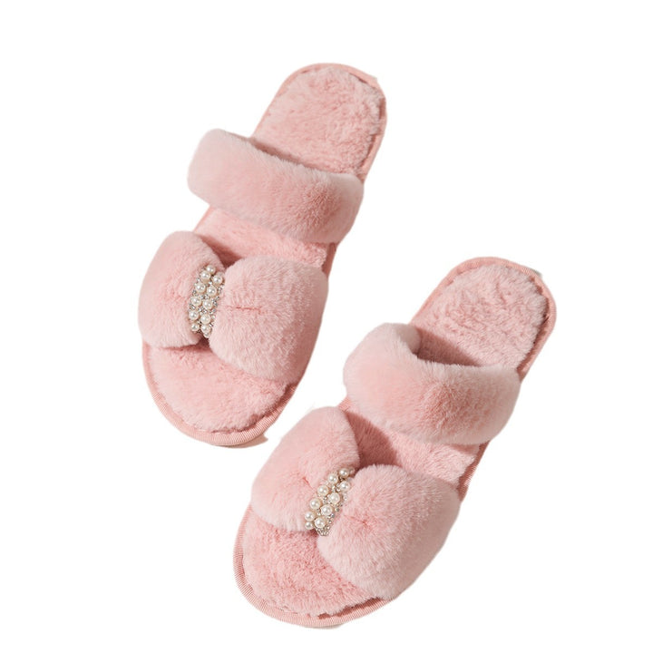 Dame fluffy pantofler med perleakkent Stilla
