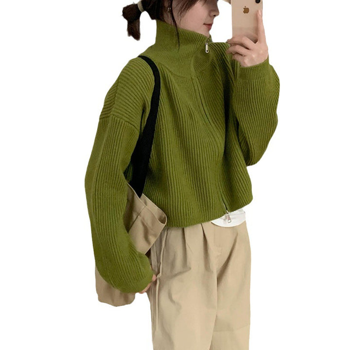 Femme Cozy Zip-Up Ribstrikket pullover Stilla