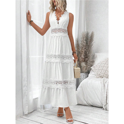 Dame Bohemian Spids-Indsats Maxi Kjole Stilla