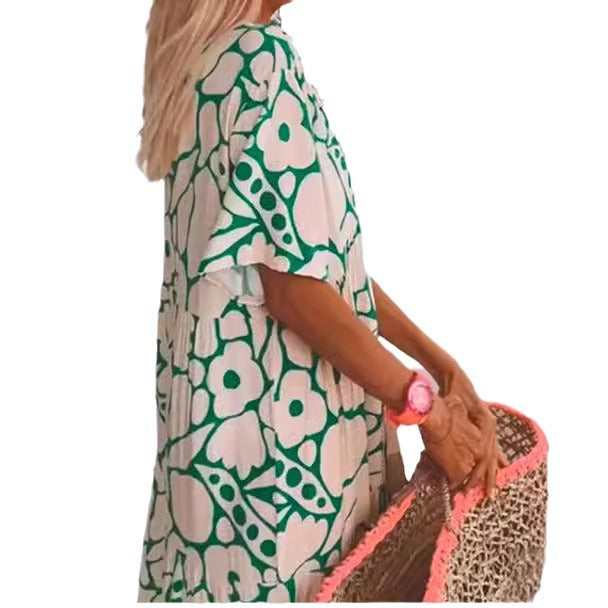 Dame Boho Maxikjole med blomstret design og luftige ærmer Stilla