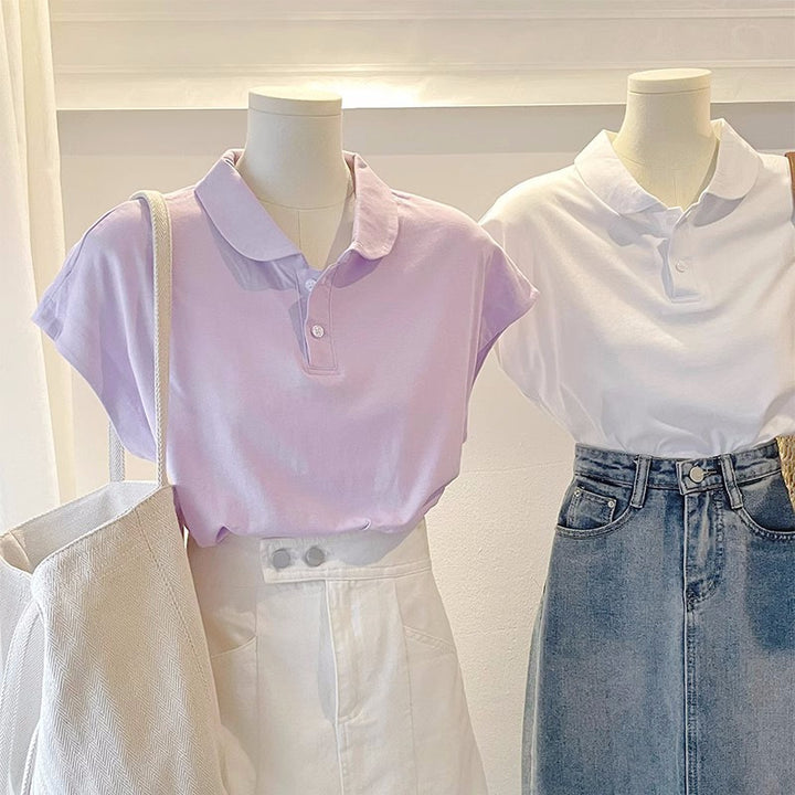 Dame Kortærmet Poloshirt med stilfuld Oversized-Passform Stilla