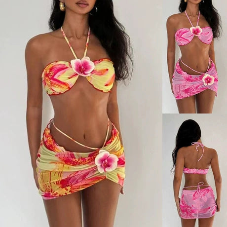 Dame Bandeau-Bikini med dekoreret nederdel Skovae