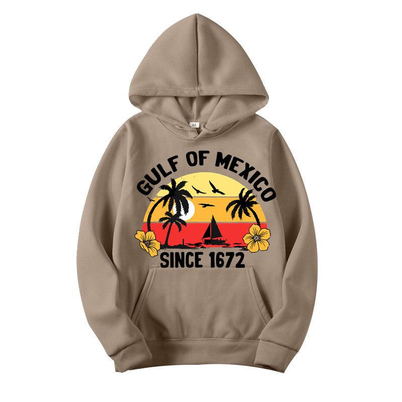 Dame hoodie med kreativt strandmotiver og højkvalitetsstof Skovae