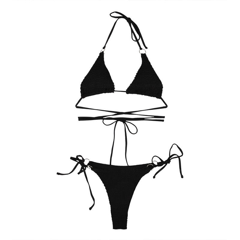 Dame Triangel-Bikini med justerbare stropper og elegante snøre detaljer Stilla