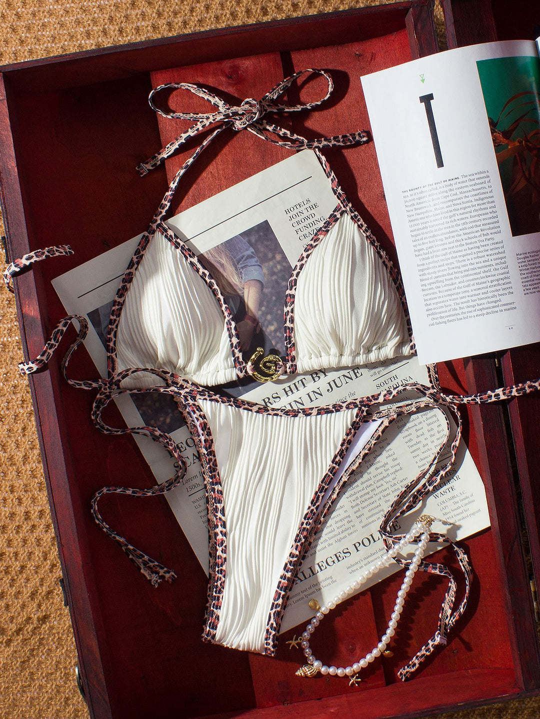 Dame triangel-bikini med fugtafvisende egenskaber og ribbet design Skovae