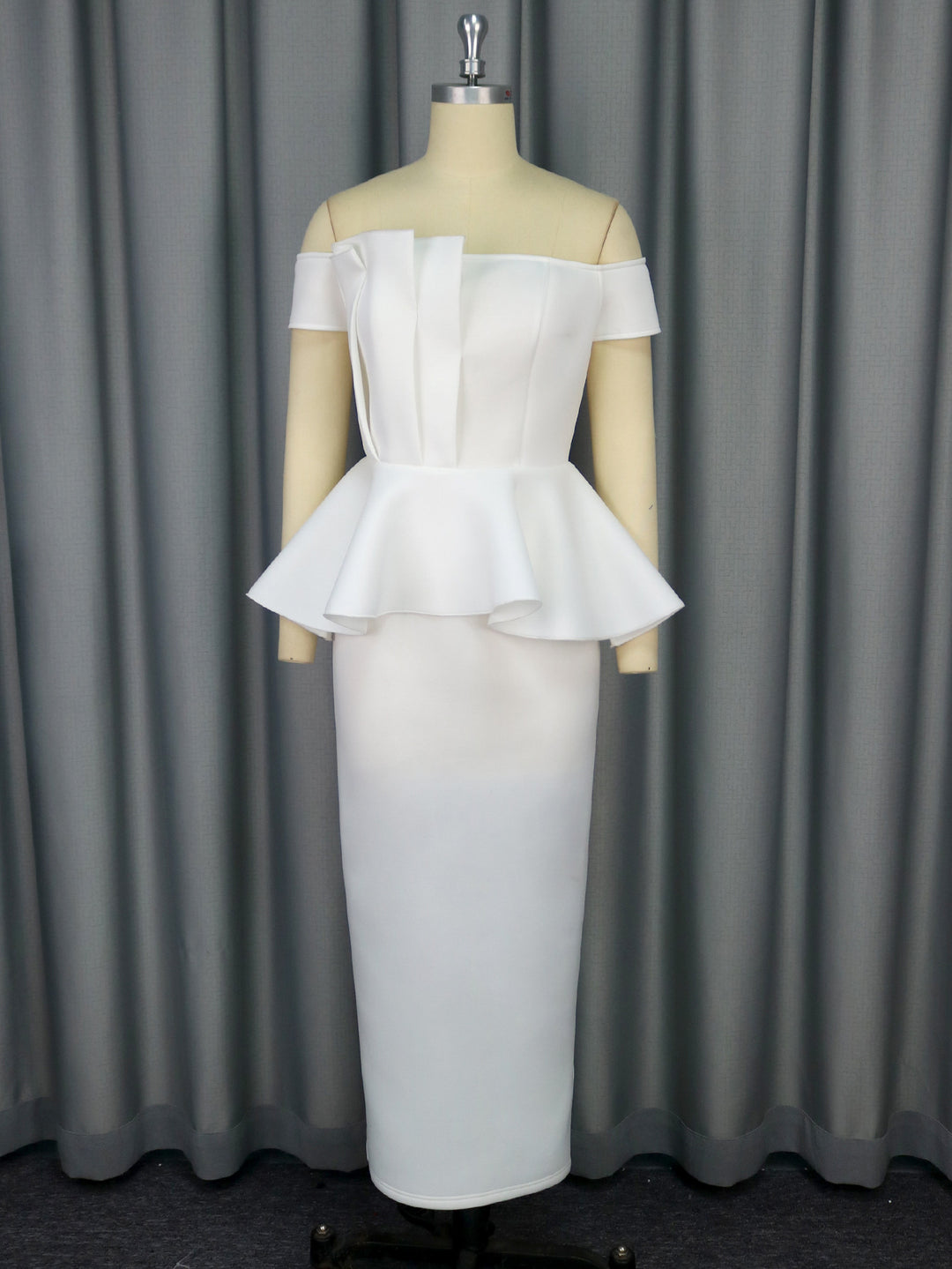 Dame Elegant Peplum Kjole med skulderfri Top Skovae