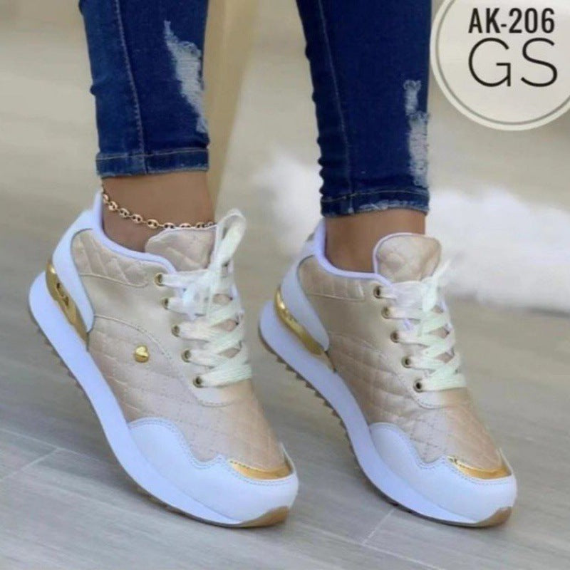 Dame sporty sneakers med elegant guldaccent og åndbart overmateriale Stilla