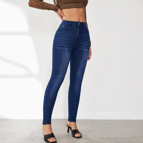 Dame Slim Fit Jeans med høj talje og figursyet design Stilla