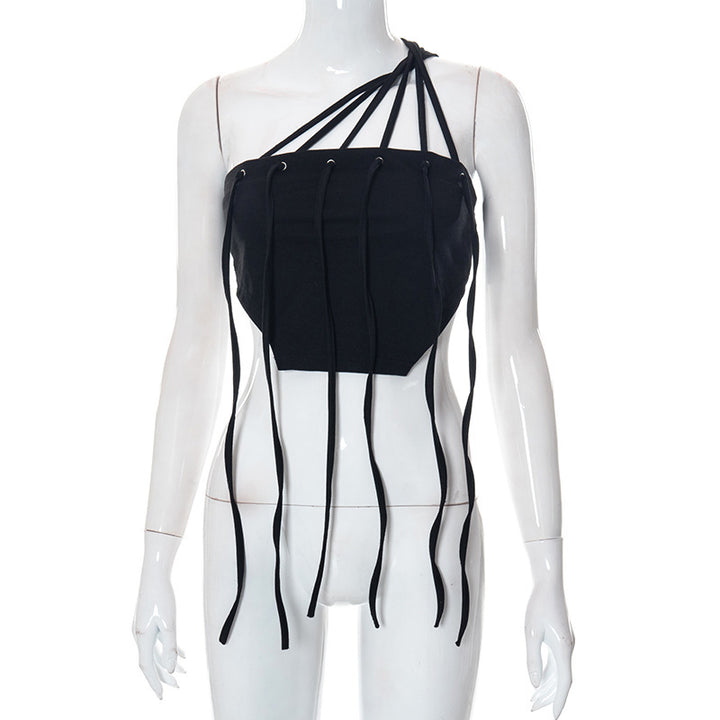 Dame Crop-Top med raffineret snøre-design og asymmetrisk snit Stilla