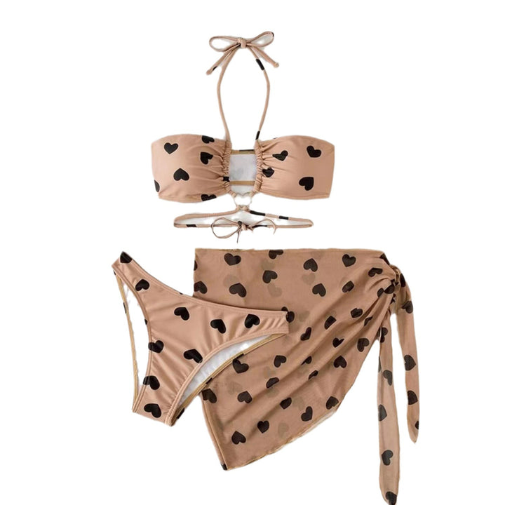 Dame bikini-sæt med elegant indpakningsskørt og legende hjerte design Stilla