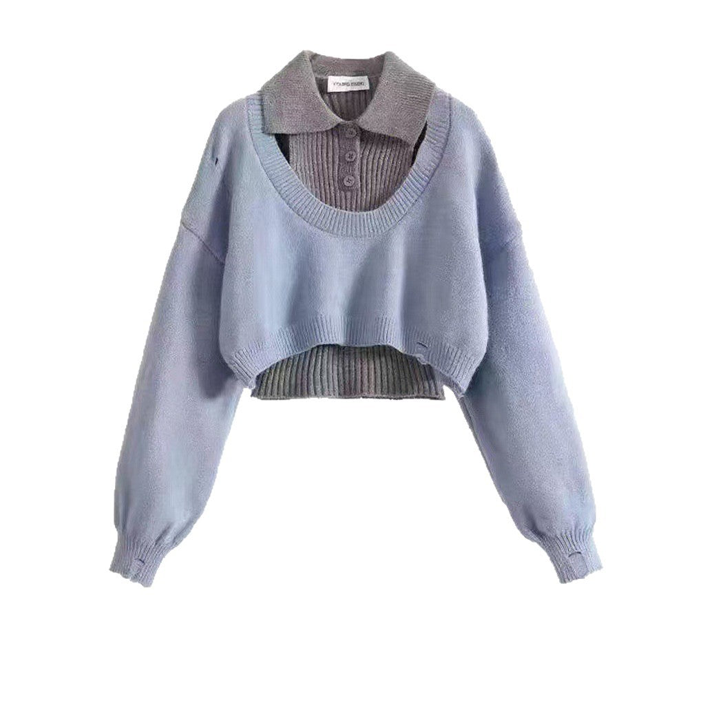 Dame mode crop sweater med unikt design Stilla