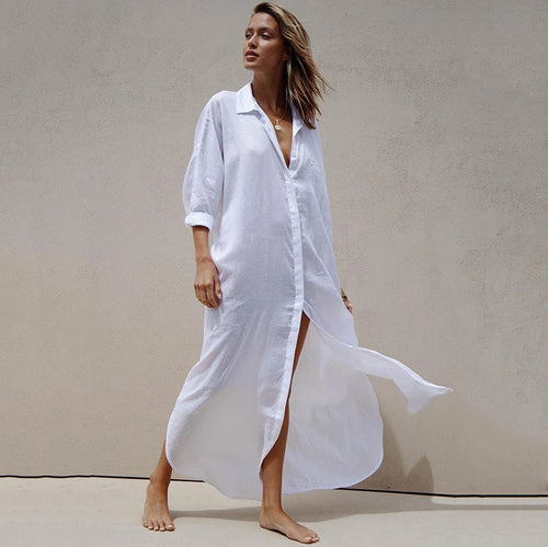 Dame Strandbluse med afslappet pasform og elegant krave Stilla