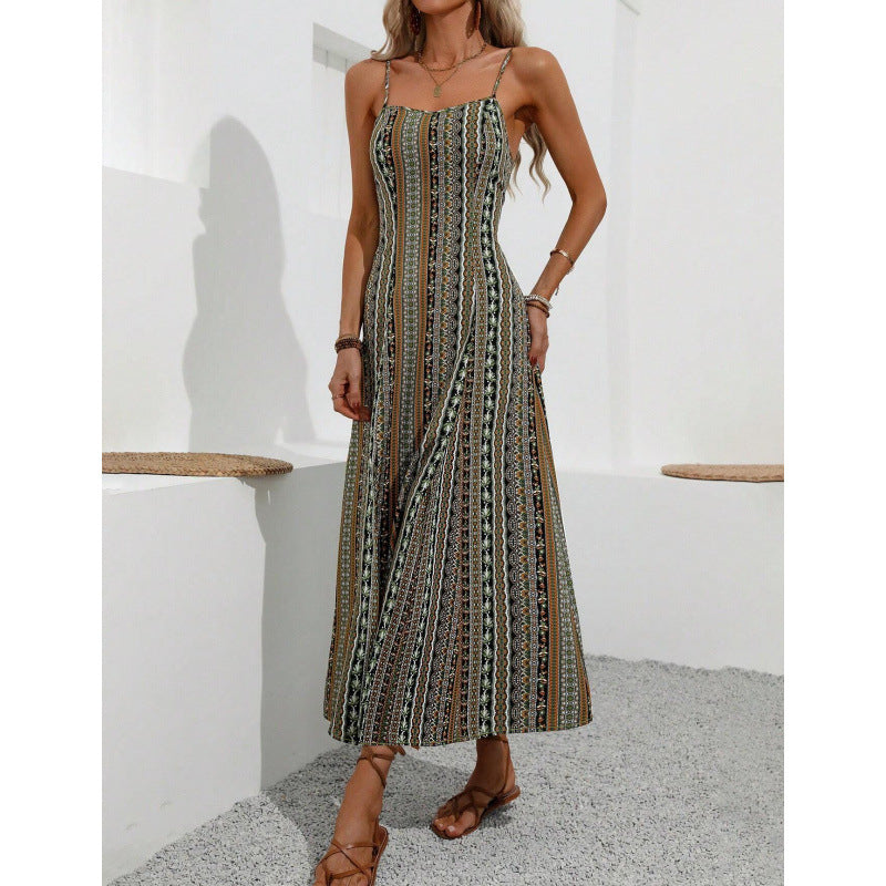 Femme Elegantes Maxi-Kjole med Side-Spring Stilla