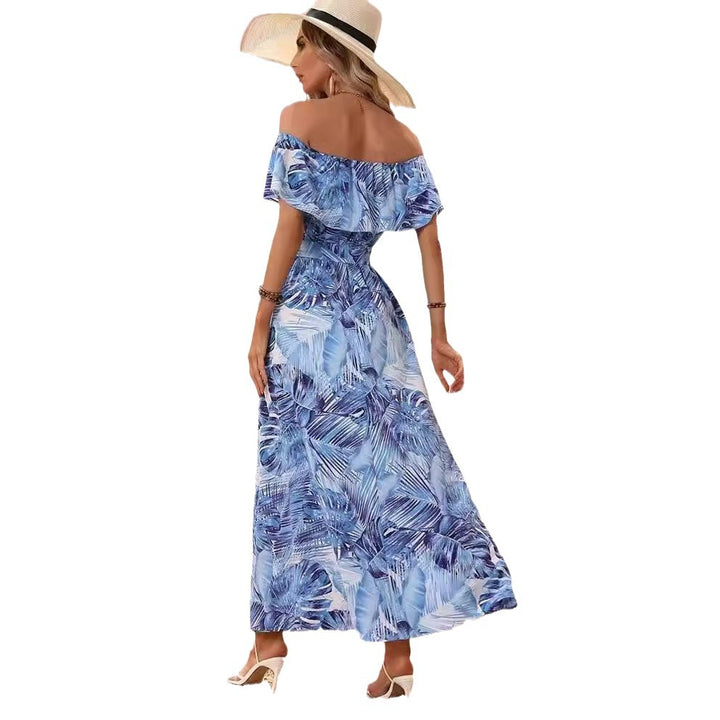 Dame Off-Shoulder Maxikjole med Sideslids Stilla