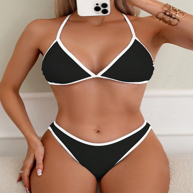 Dame Triangel-Bikini med delikat kontrastkant Skovae