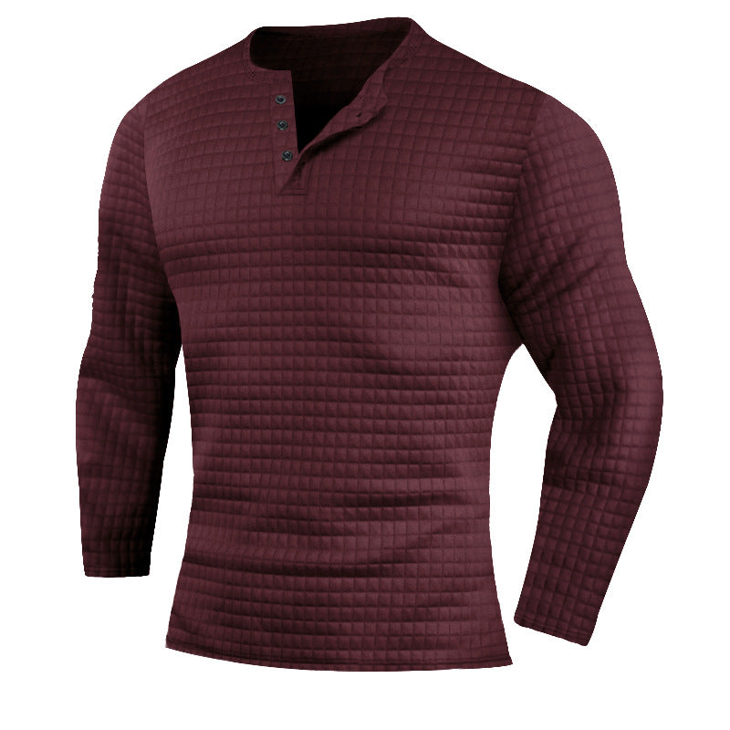 Herrer langærmet Henley-shirt med struktureret design Stilla