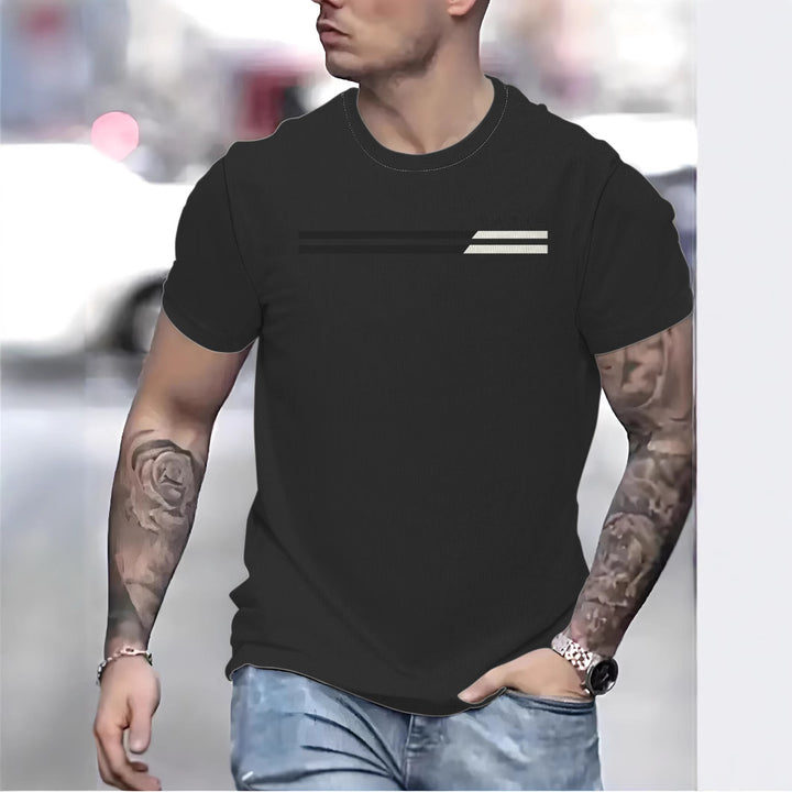 Herrer T-shirt med stilfuldt linjemønster Stilla