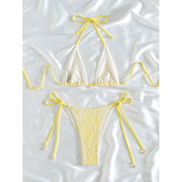 Dame Triangel-Bikini med blomster-spids detaljer Skovae