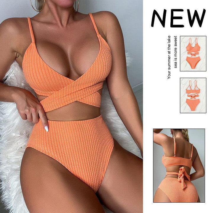 Dame Højt skåret bikini med krydsryg-stropper Skovae