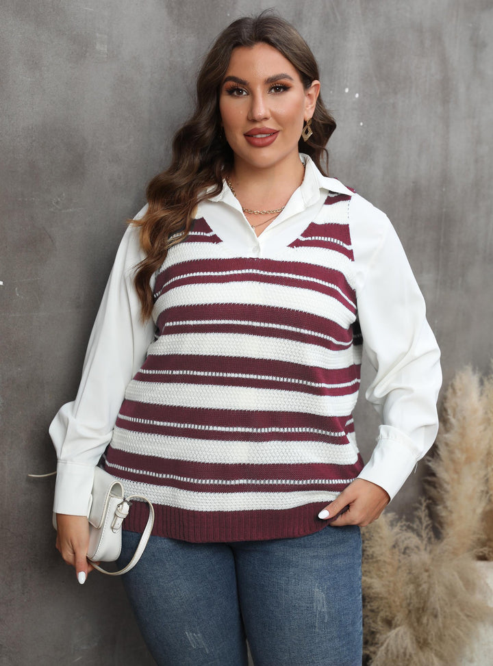 Dame strikpullover med trendy stribemønster Stilla