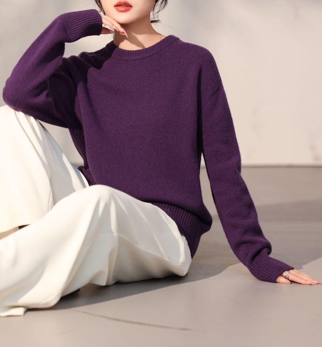 Femme Klassisk Strikpullover Stilla