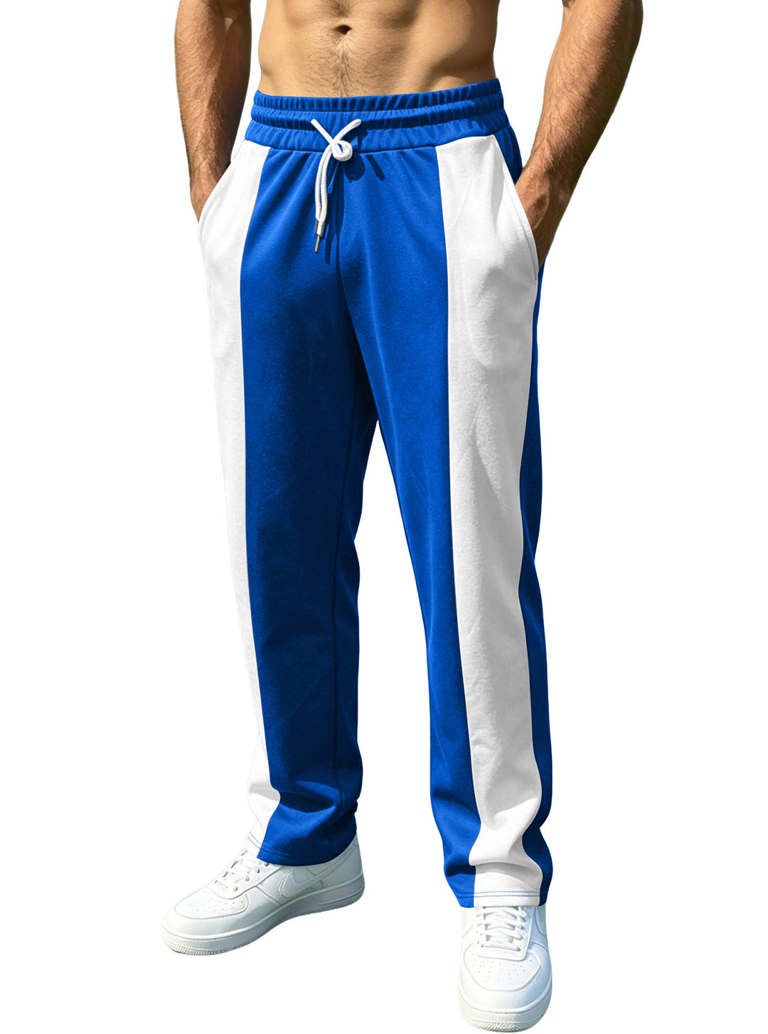 Herren nan sporty joggingbukser med kontrast-sidede indsatser, elastisk talje, snoretræk og sidelommer Skovae