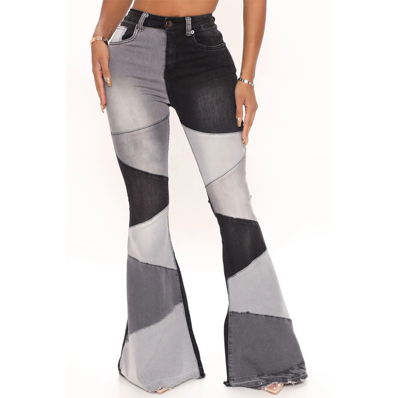 Dame Flared Jeans i moderne farveblokdesign Stilla