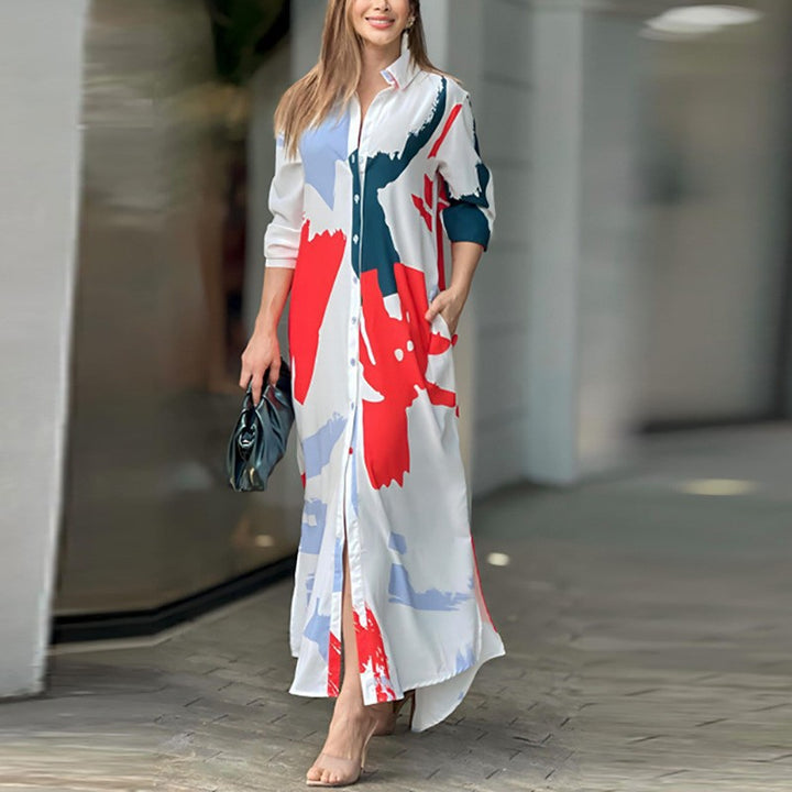 Dame Midi-kjole med farverig print Stilla
