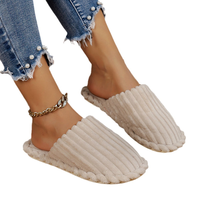 Dame Komfortable Plüschslippers med stribet design Stilla