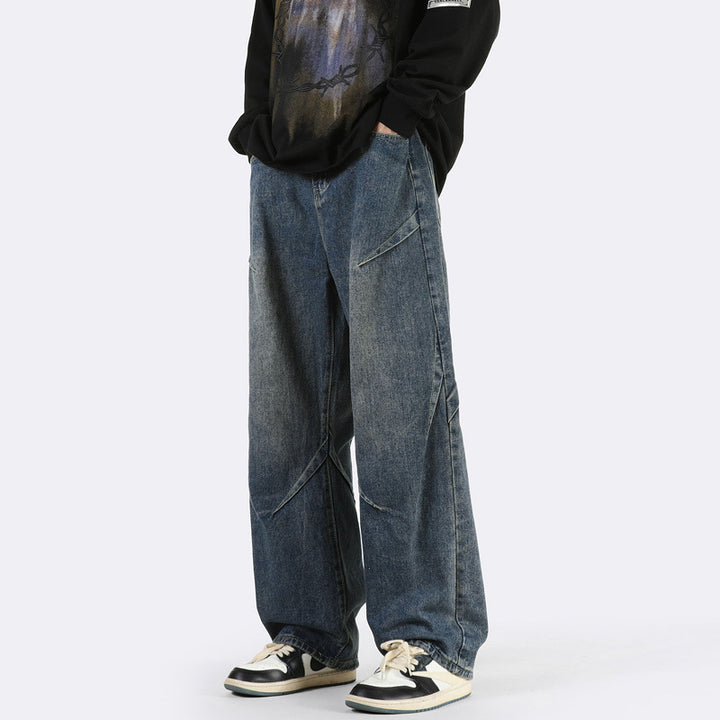 Herre bred denim-jeans med unikke sømdetaljer og afslappet snit Stilla