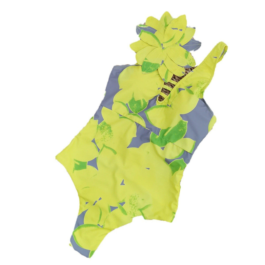Dame heldragt badedragt med unikt blomstret design og asymmetrisk strop Stilla