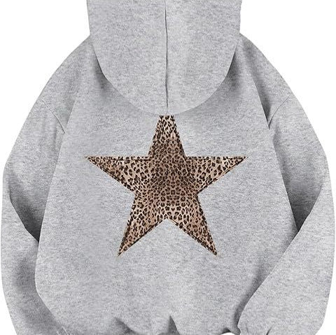 Dame Grafik Hætte-Sweatshirt med Dyreprint Stjerne Design Stilla